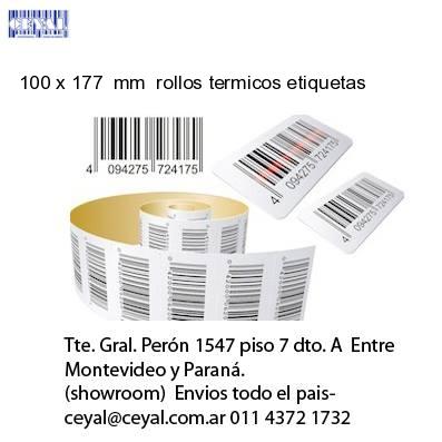 100 x 177  mm  rollos termicos etiquetas