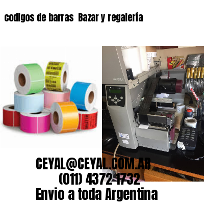 codigos de barras 	Bazar y regalería