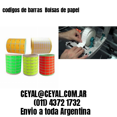 codigos de barras 	Bolsas de papel