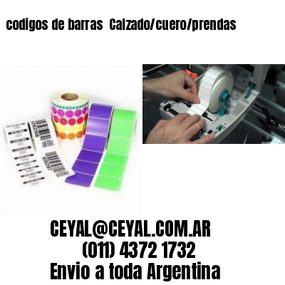 codigos de barras 	Calzado/cuero/prendas