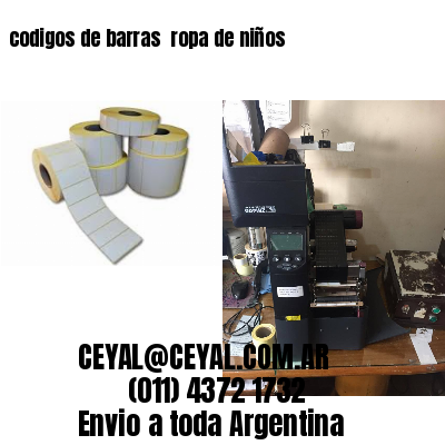 codigos de barras 	ropa de niños