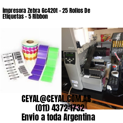 impresora Zebra Gc420t – 25 Rollos De Etiquetas – 5 Ribbon