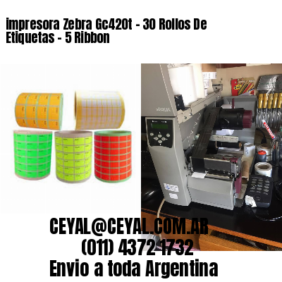 impresora Zebra Gc420t – 30 Rollos De Etiquetas – 5 Ribbon