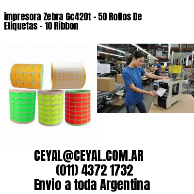 impresora Zebra Gc420t – 50 Rollos De Etiquetas – 10 Ribbon