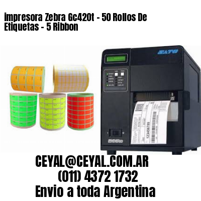 impresora Zebra Gc420t – 50 Rollos De Etiquetas – 5 Ribbon