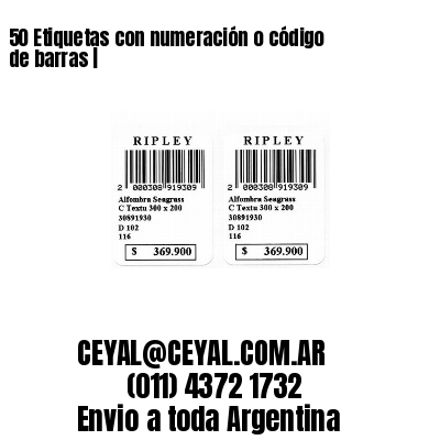 50 Etiquetas con numeración o código de barras |