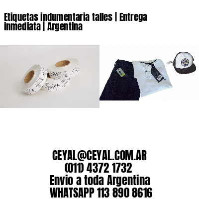 Etiquetas indumentaria talles | Entrega inmediata | Argentina