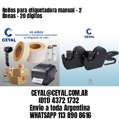 Rollos para etiquetadora manual – 2 líneas – 20 dígitos