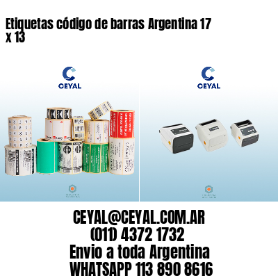 Etiquetas código de barras Argentina 17 x 13
