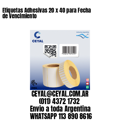 Etiquetas Adhesivas 20 x 40 para Fecha de Vencimiento