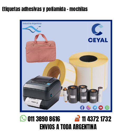 Etiquetas adhesivas y poliamida – mochilas