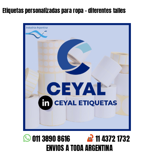 Etiquetas personalizadas para ropa - diferentes talles