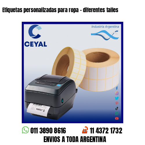 Etiquetas personalizadas para ropa – diferentes talles