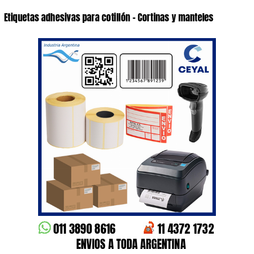Etiquetas adhesivas para cotillón – Cortinas y manteles
