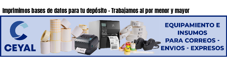 Imprimimos bases de datos para tu depósito - Trabajamos al por menor y mayor