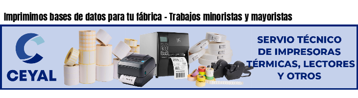 Imprimimos bases de datos para tu fábrica - Trabajos minoristas y mayoristas