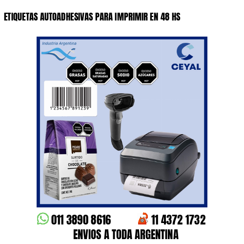ETIQUETAS AUTOADHESIVAS PARA IMPRIMIR EN 48 HS