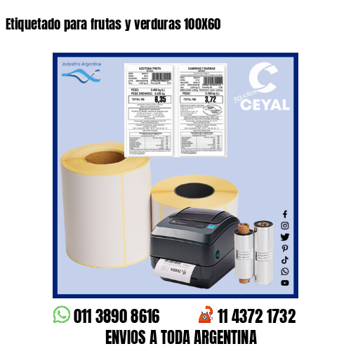 Etiquetado para frutas y verduras 100X60
