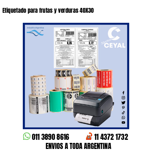 Etiquetado para frutas y verduras 40X30