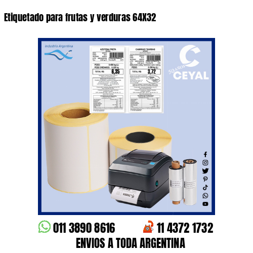 Etiquetado para frutas y verduras 64X32