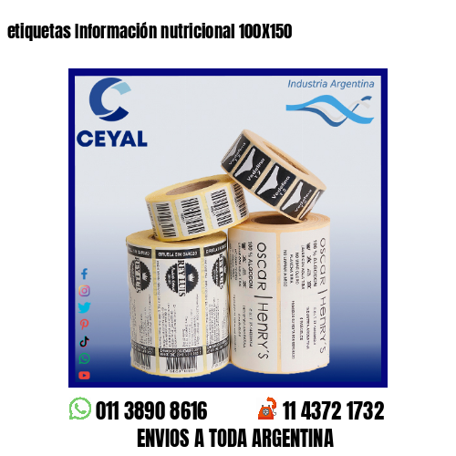 etiquetas Información nutricional 100X150