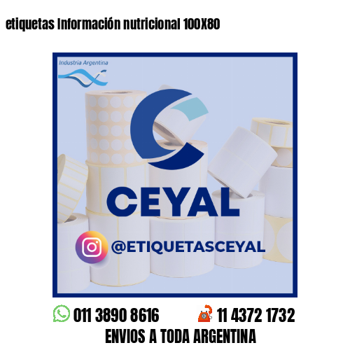 etiquetas Información nutricional 100X80