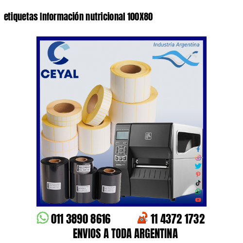 etiquetas Información nutricional 100X80