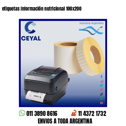 etiquetas Información nutricional 100×200