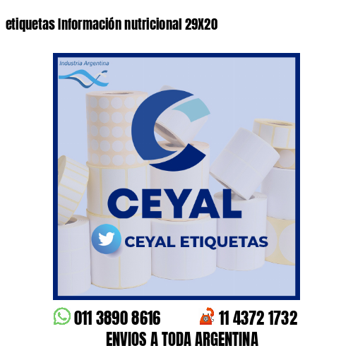 etiquetas Información nutricional 29X20