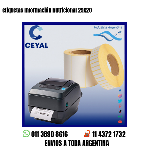 etiquetas Información nutricional 29X20