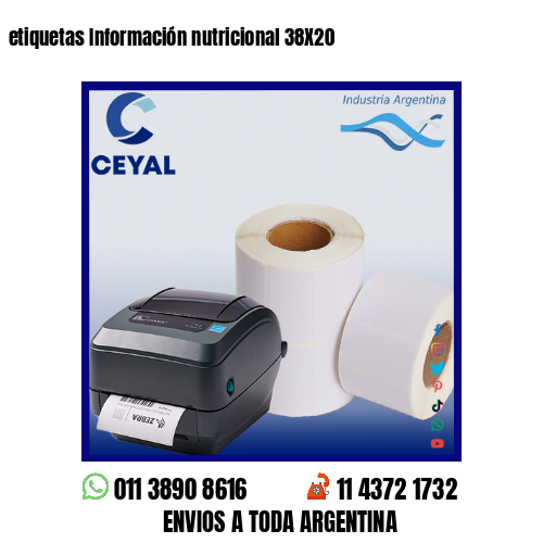 etiquetas Información nutricional 38X20