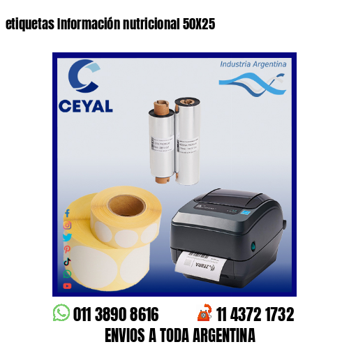 etiquetas Información nutricional 50X25