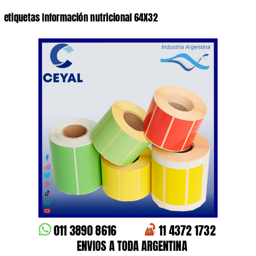 etiquetas Información nutricional 64X32