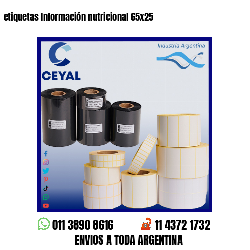 etiquetas Información nutricional 65×25