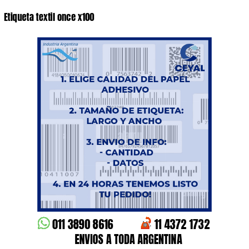 Etiqueta textil once x100