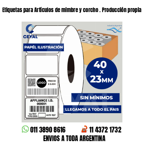Etiquetas para Artículos de mimbre y corcho . Producción propia