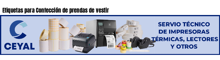 Etiquetas para Confección de prendas de vestir