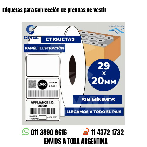 Etiquetas para Confección de prendas de vestir
