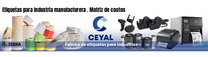 Etiquetas para Industria manufacturera . Matriz de costos