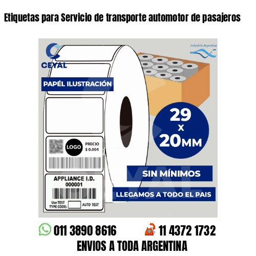 Etiquetas para Servicio de transporte automotor de pasajeros