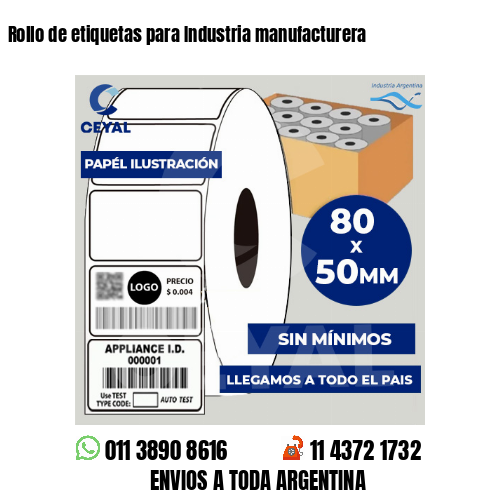 Rollo de etiquetas para Industria manufacturera