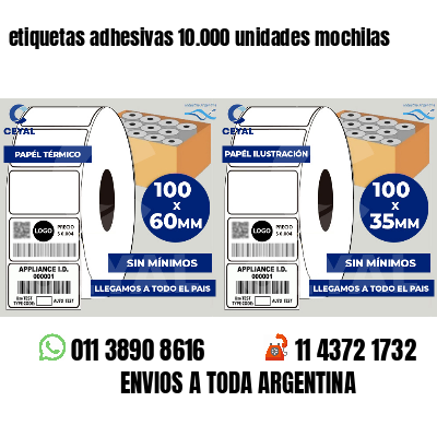 etiquetas adhesivas 10.000 unidades mochilas