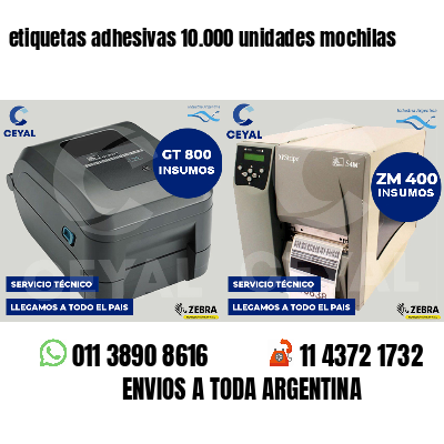 etiquetas adhesivas 10.000 unidades mochilas