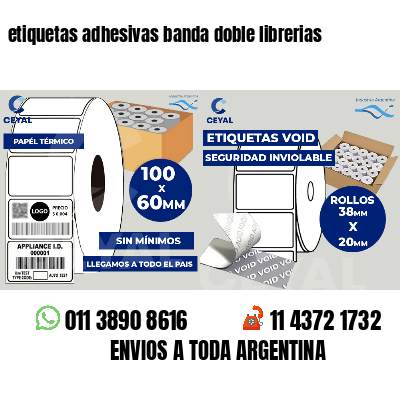 etiquetas adhesivas banda doble librerias