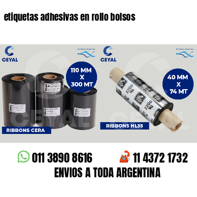 etiquetas adhesivas en rollo bolsos