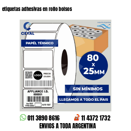 etiquetas adhesivas en rollo bolsos