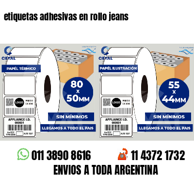 etiquetas adhesivas en rollo jeans