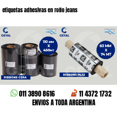 etiquetas adhesivas en rollo jeans