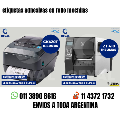 etiquetas adhesivas en rollo mochilas