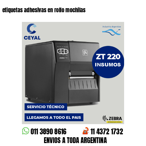 etiquetas adhesivas en rollo mochilas